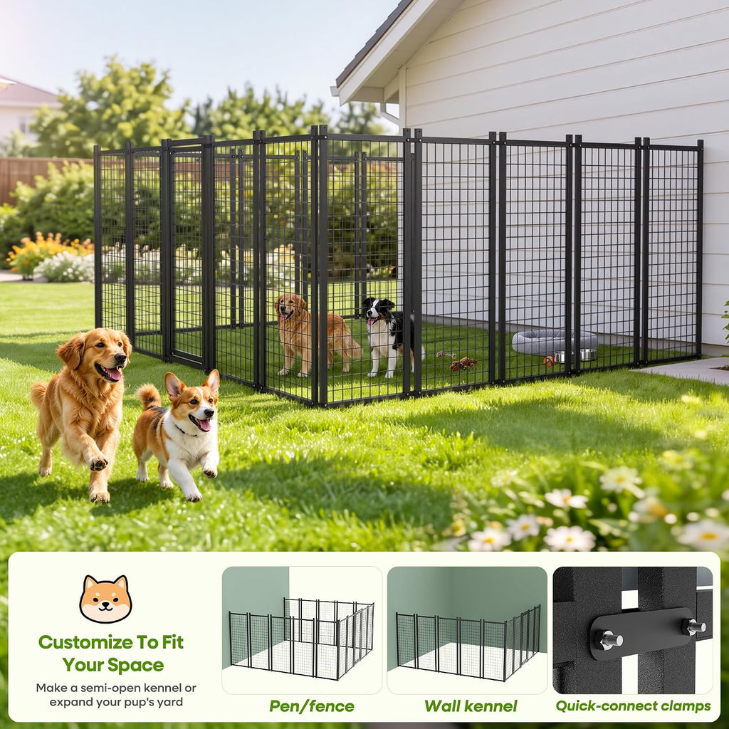 4x4 ft heavy duty outdoor dog kennel for, side view