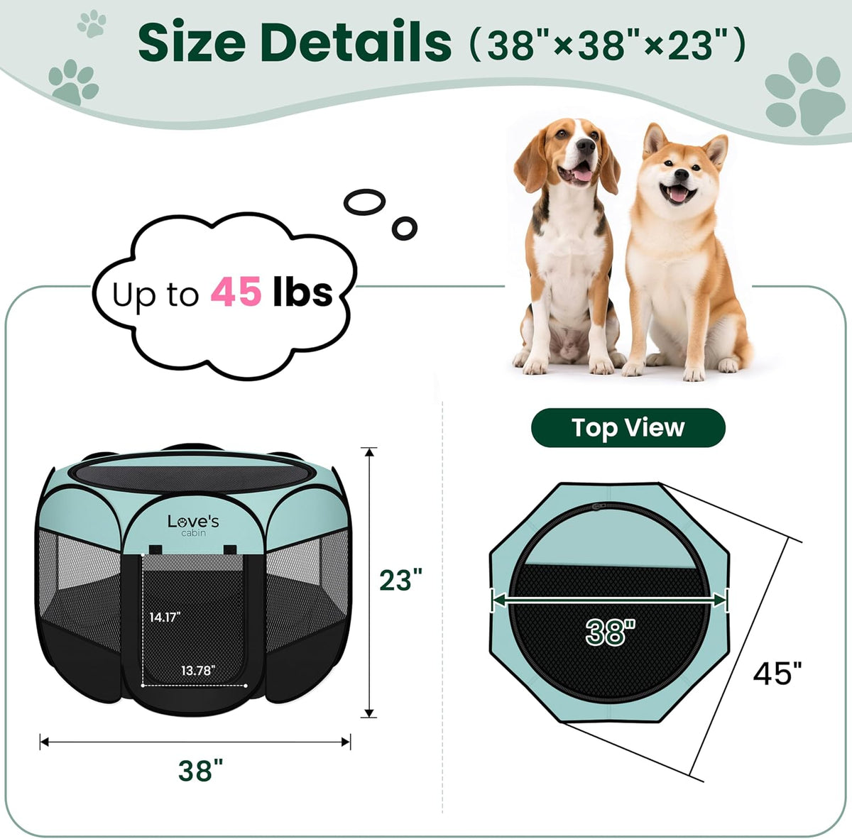 love's cabin pet puppy dog playpen, large dog, close-up detail