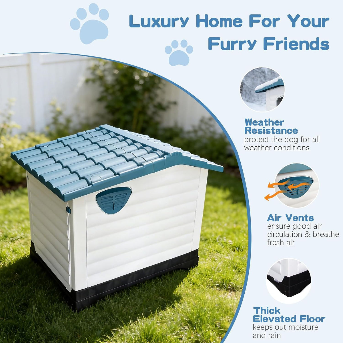 2-door large dog house for indoor and outdoor, front angle view