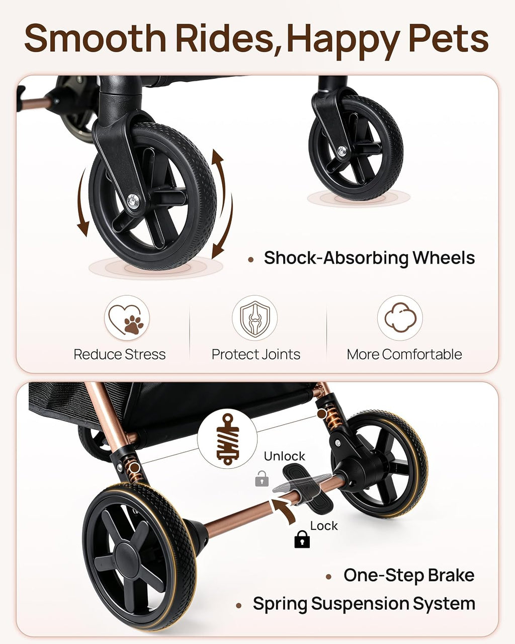 ridyee foldable dog stroller for small & medium showing dimensions