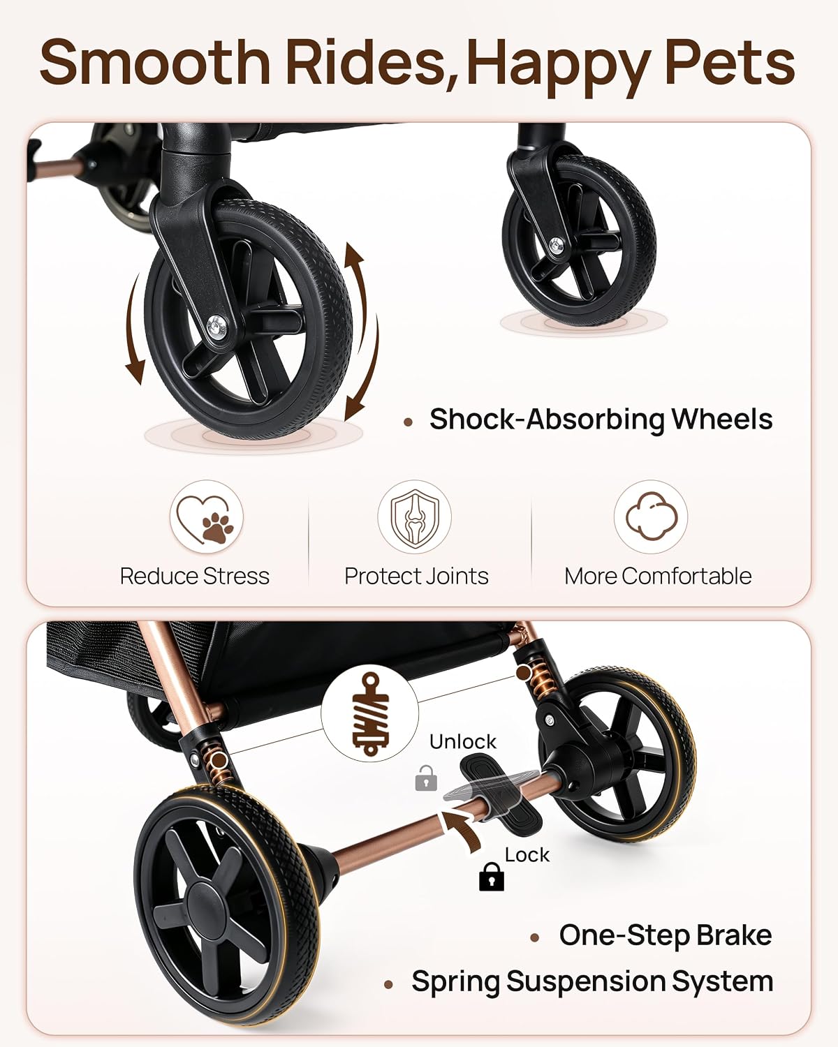 ridyee foldable dog stroller for small & medium showing dimensions
