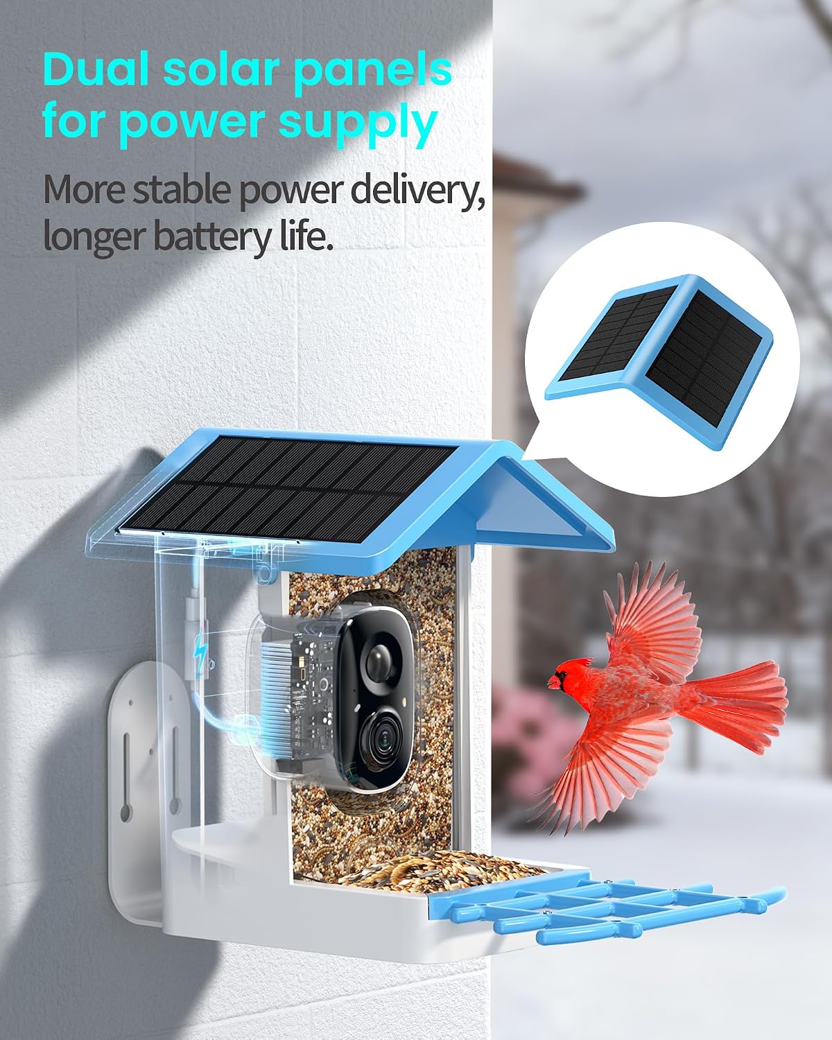 g11 smart bird feeder with camera, 2.5k, ai, side view