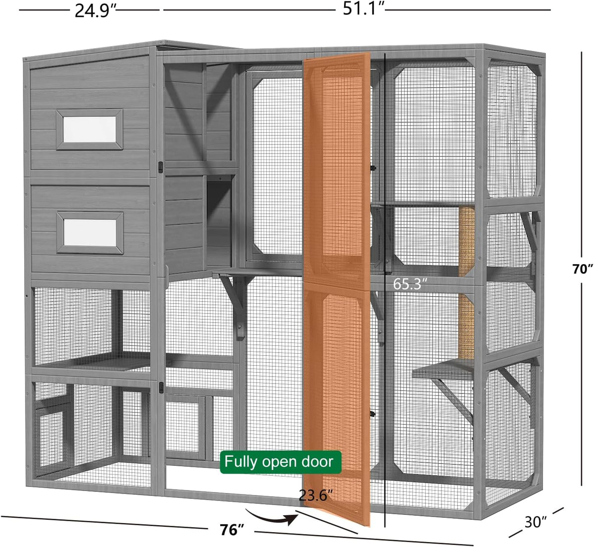 timhaka catio outdoor cat enclosure, 70 inch large, close-up detail