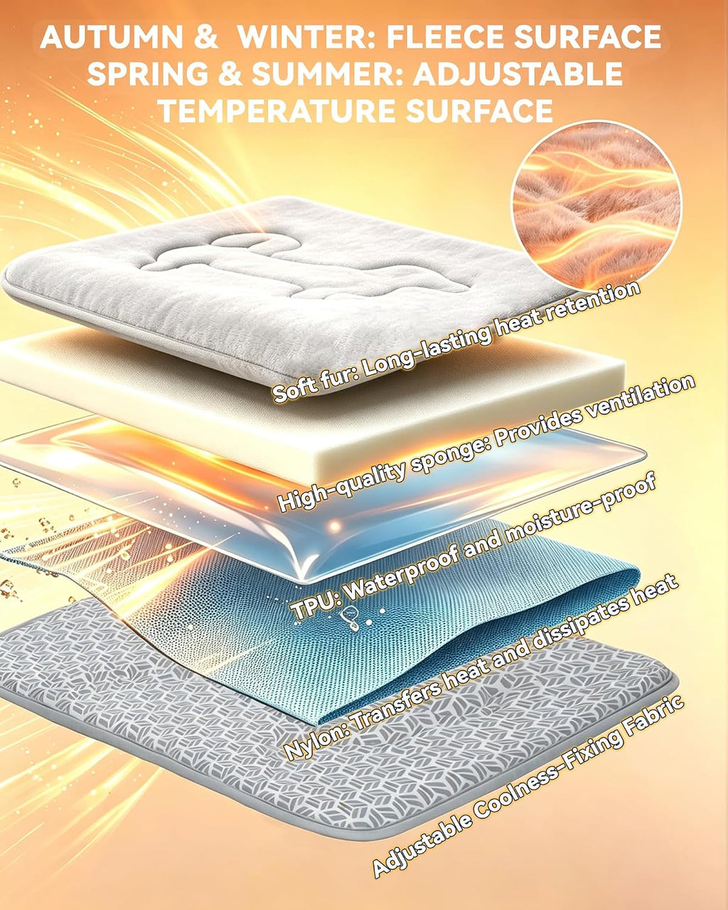washable dog crate pad, plush back & cooling shown in use