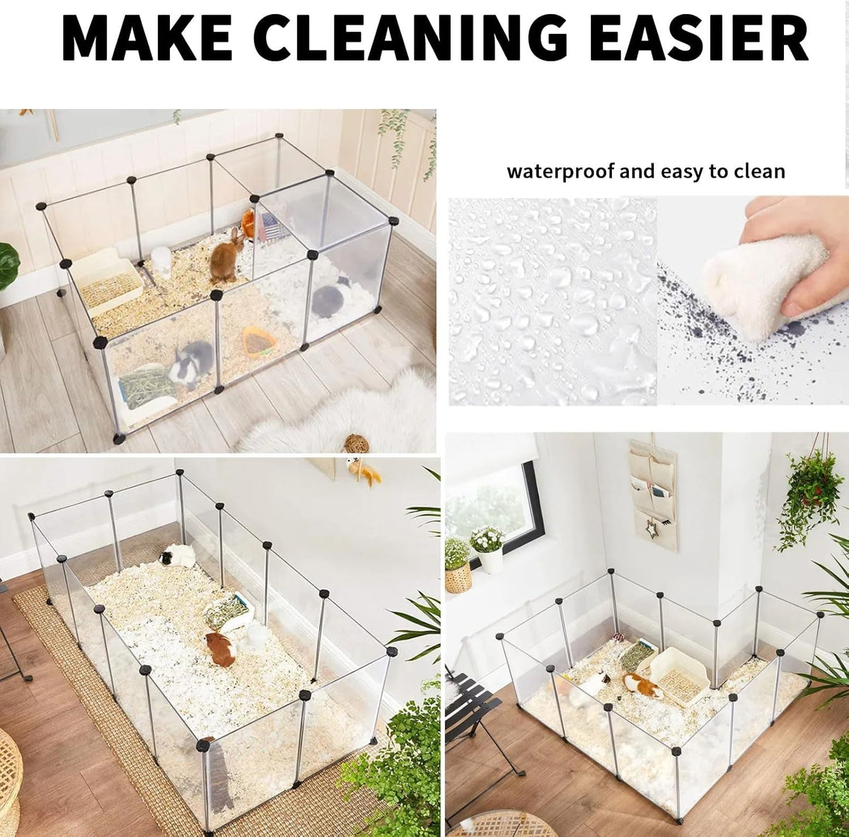 12 panels pet playpen 16”x12” bunny pen rabbit, side view