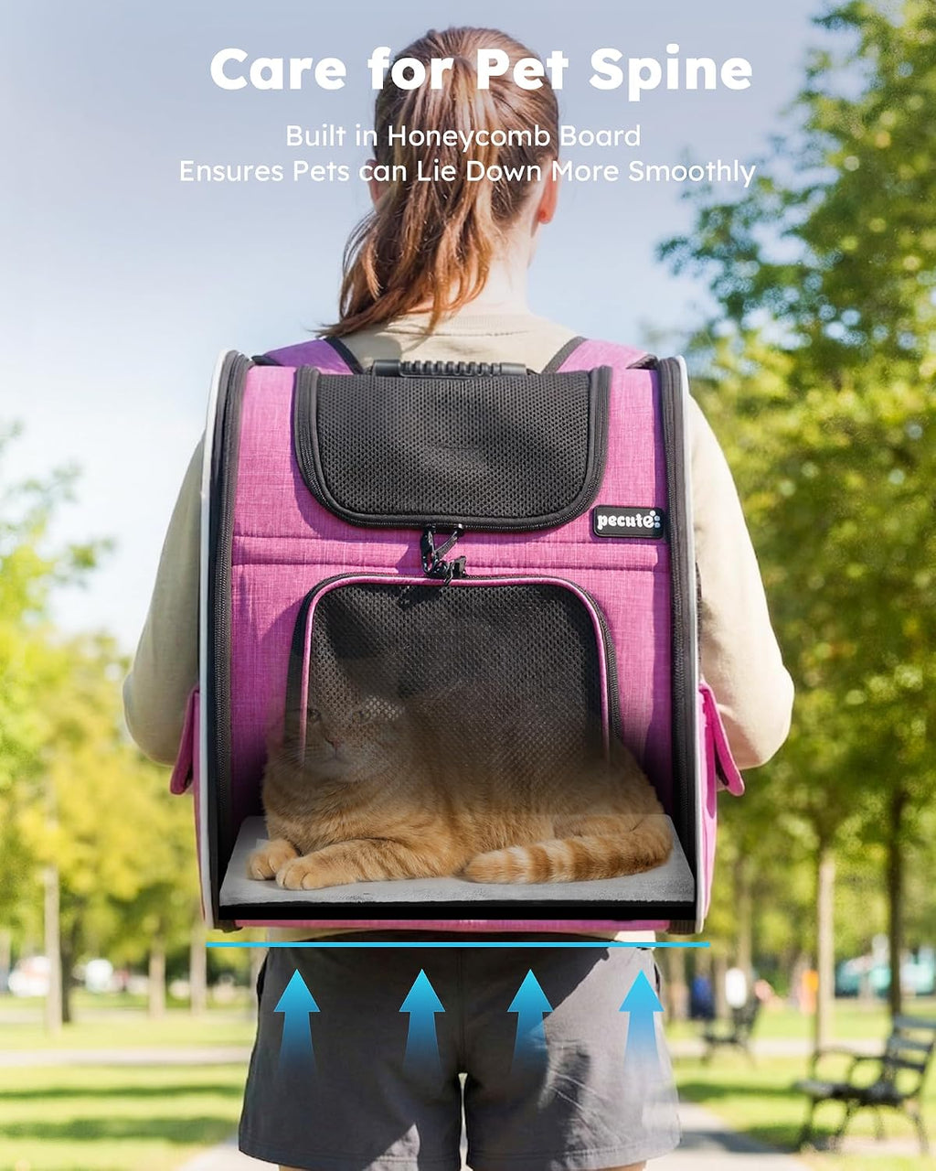 pecute cat backpack extendable, cat carrier backpack with, front angle view