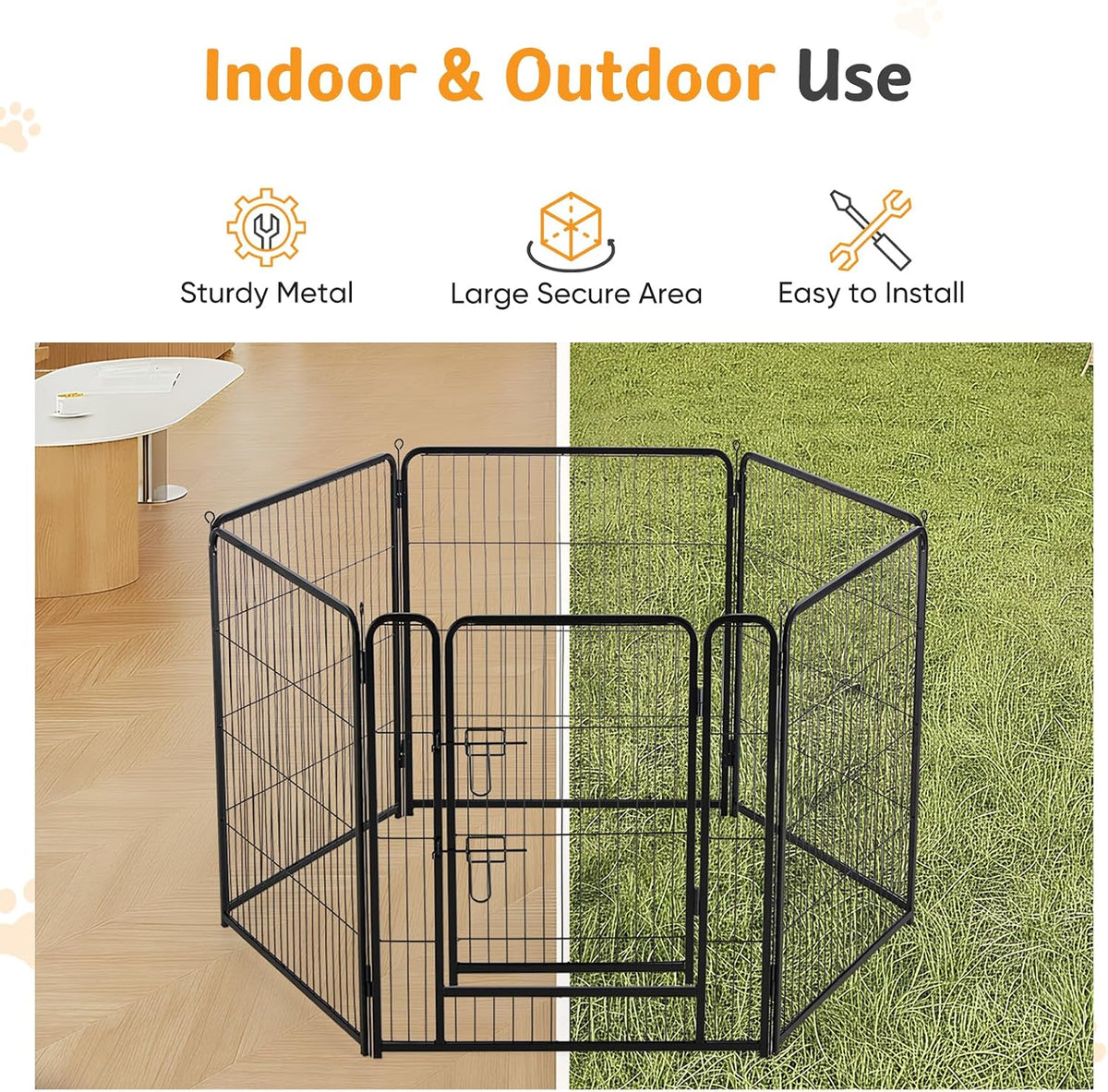 newbulig dog playpen indoor 40 inch 6 panels, side view