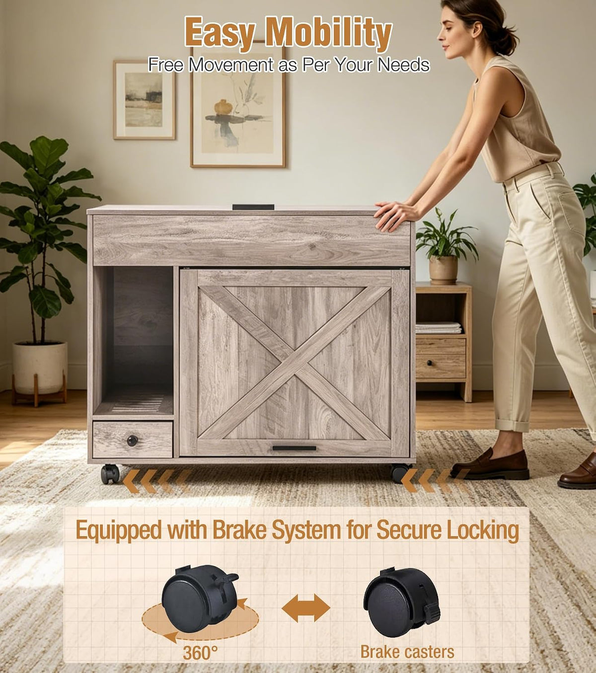 gutinneen cat litter box enclosure cabinet, hidden litter, side view