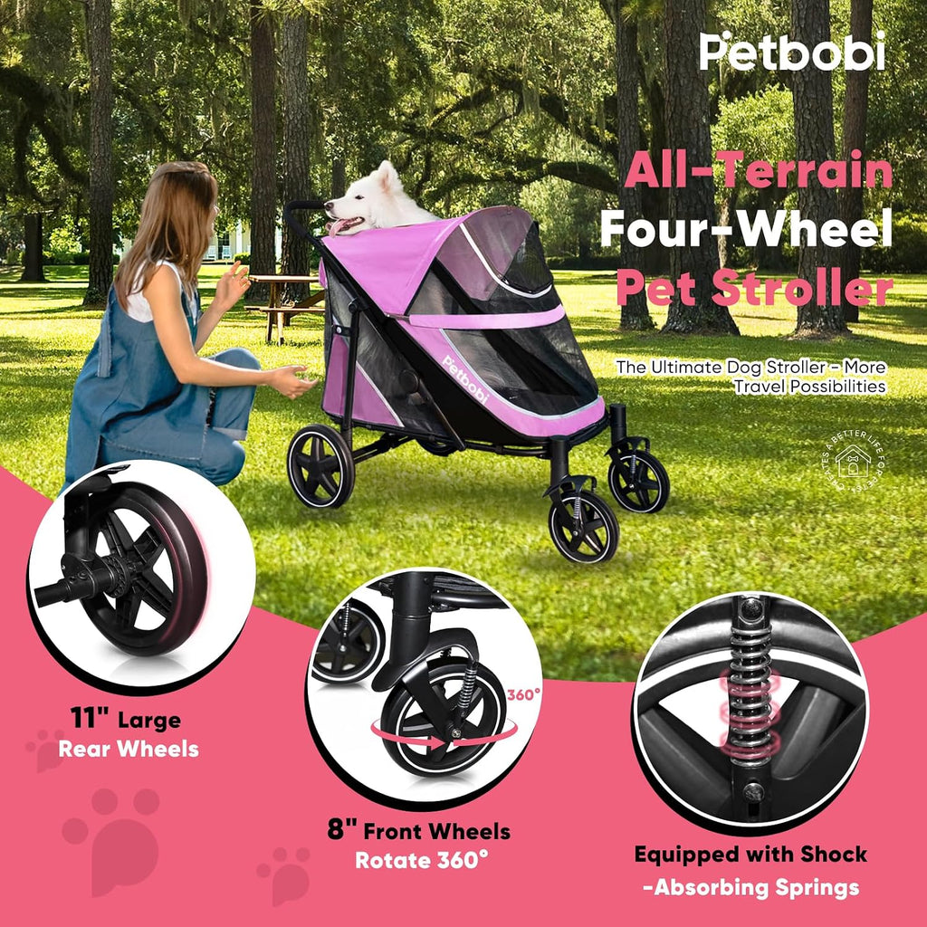 petbobi dog stroller for large medium dogs up showing dimensions