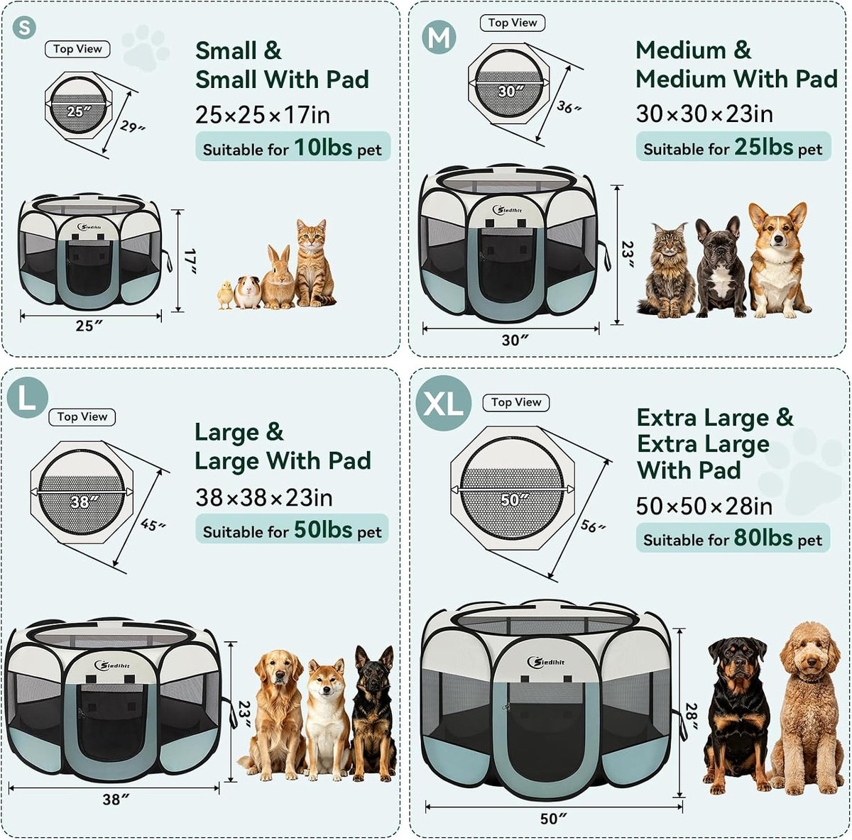 siedihit dog cat playpen tent crate cage with shown in use
