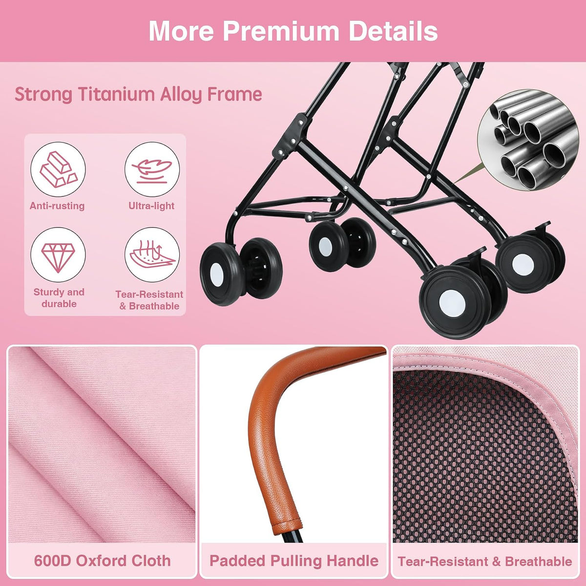 double pet stroller, 4 lockable wheels for small‑medium shown in use