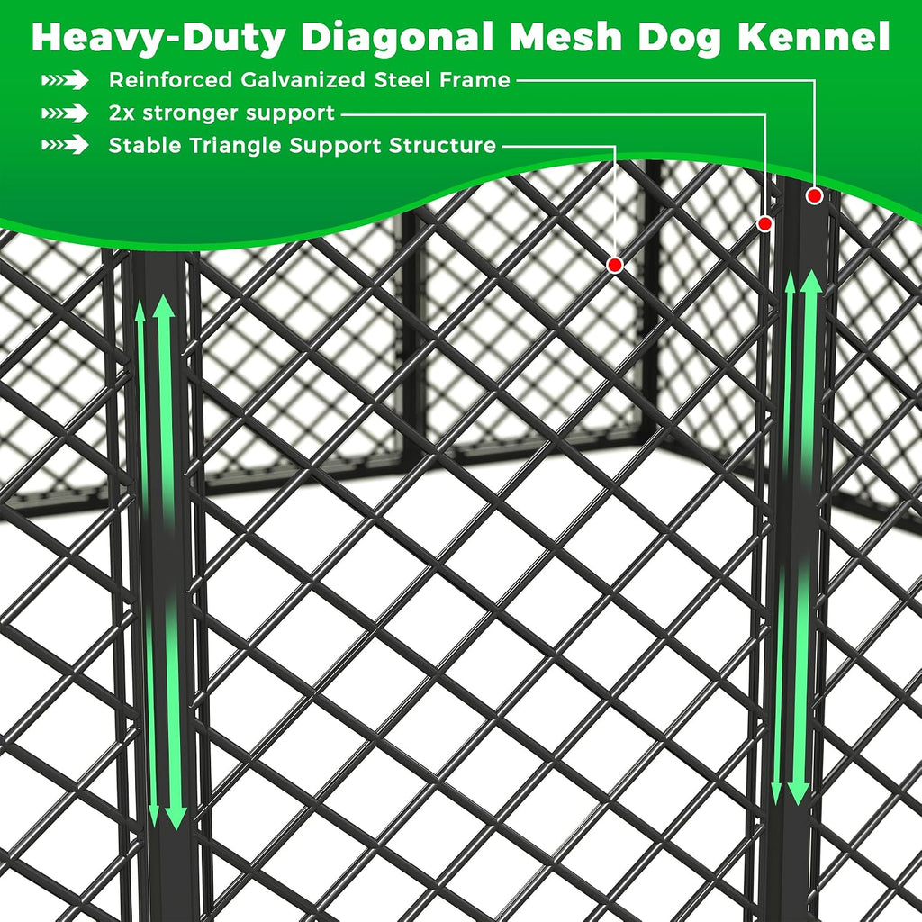 10x20 ft heavy duty dog kennel outdoor with, side view