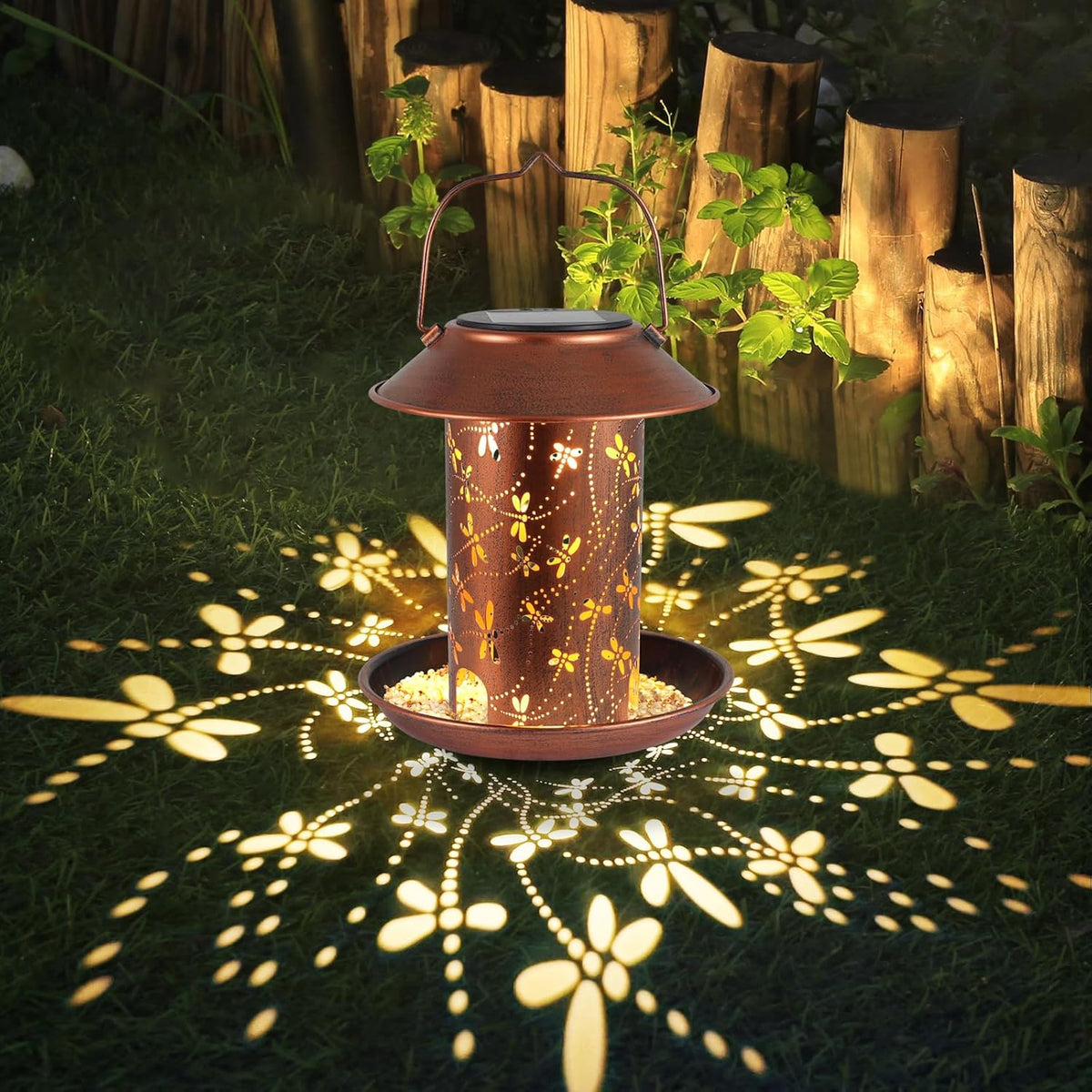 bird feeders for outdoors dragonfly solar lanterns outdoor shown in use