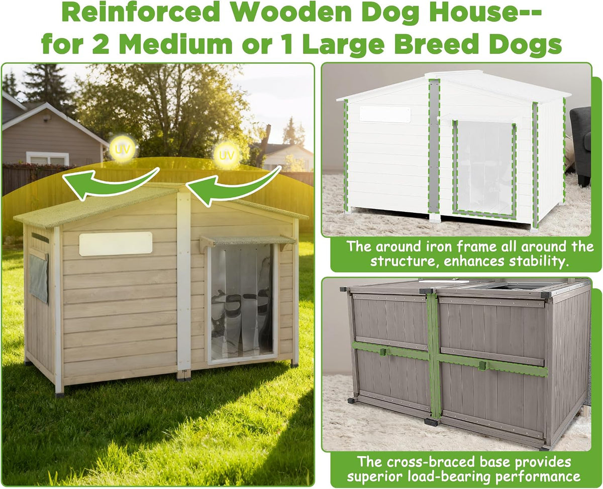 petscosset large dog house outdoor indoor -55" weatherproof, close-up detail
