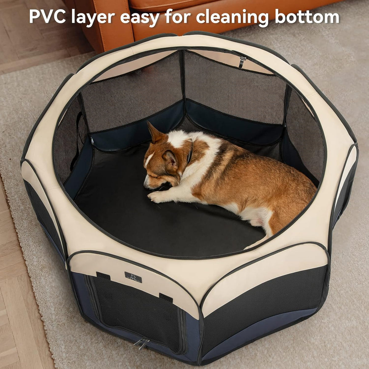 a 4 pet 49-in portable dog playpen for, side view