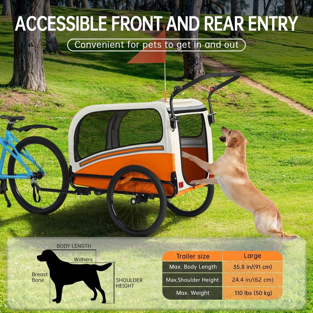 sepnine dog bike trailer, supports up to 110, package contents