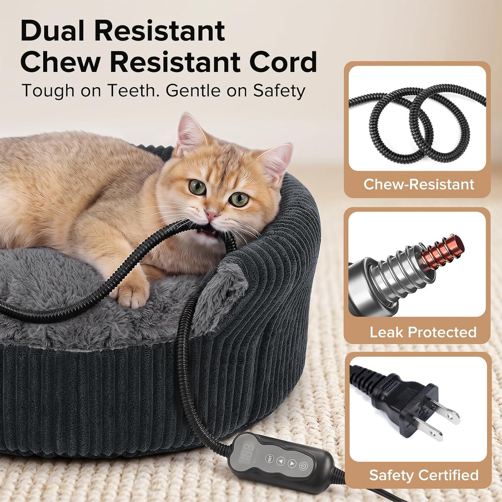 2 in 1 foldable heated cat cave beds, side view