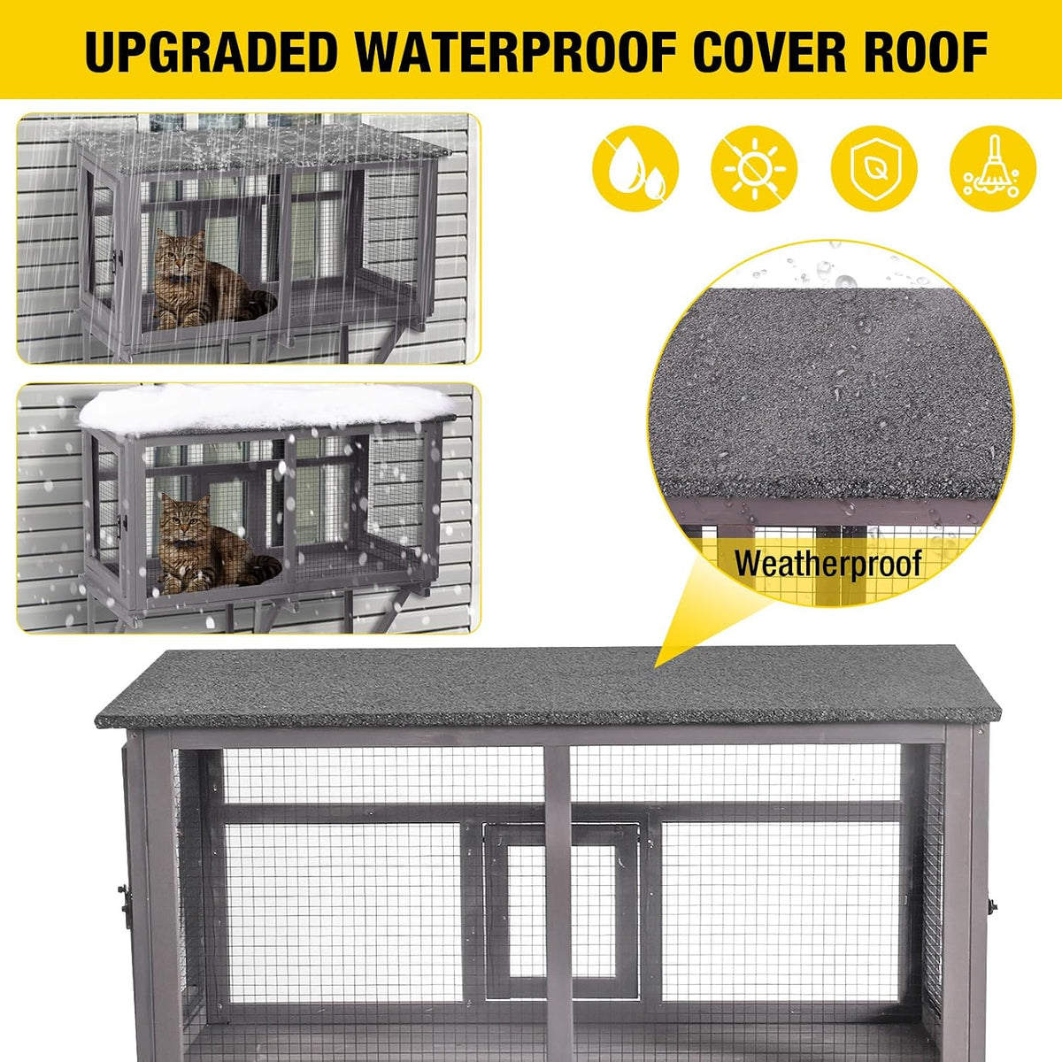 aivituvin catio outdoor cat enclosure, cat window box, side view