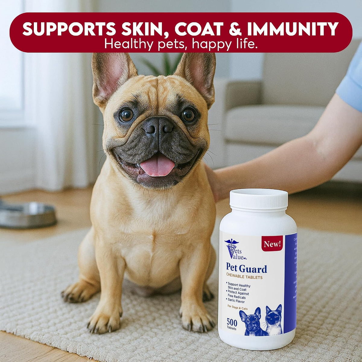 all-natural flea & tick support for dogs and, close-up detail