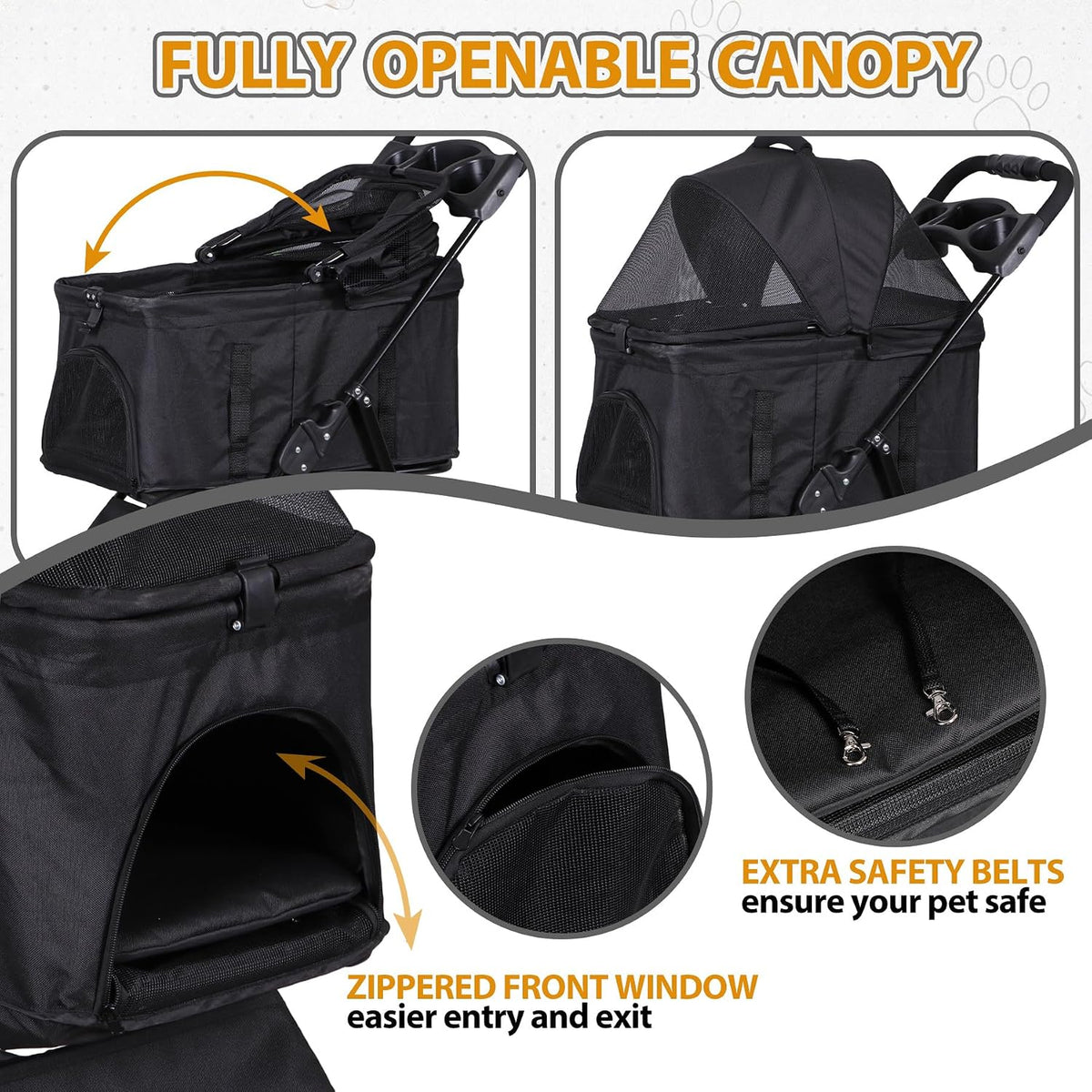 zeny pet stroller, 3 in1 foldable dog cat, view 10