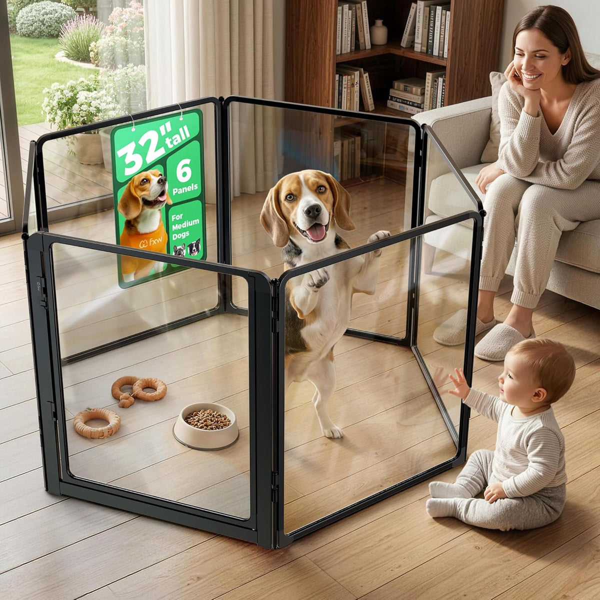 fxw auraspace pro clear acrylic indoor dog playpen, main product view