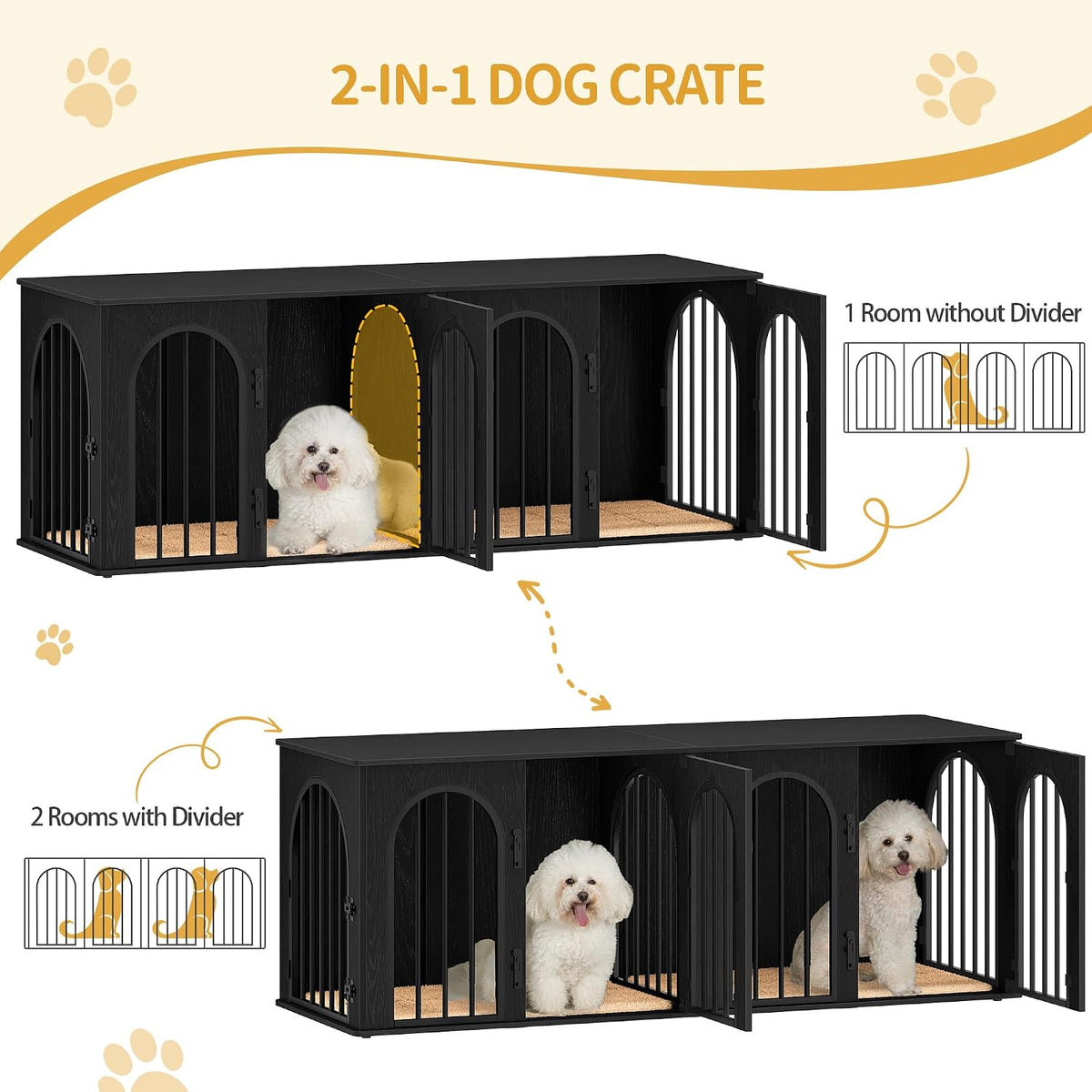 hzuaneri 63 in double dog crate furniture, dog, side view