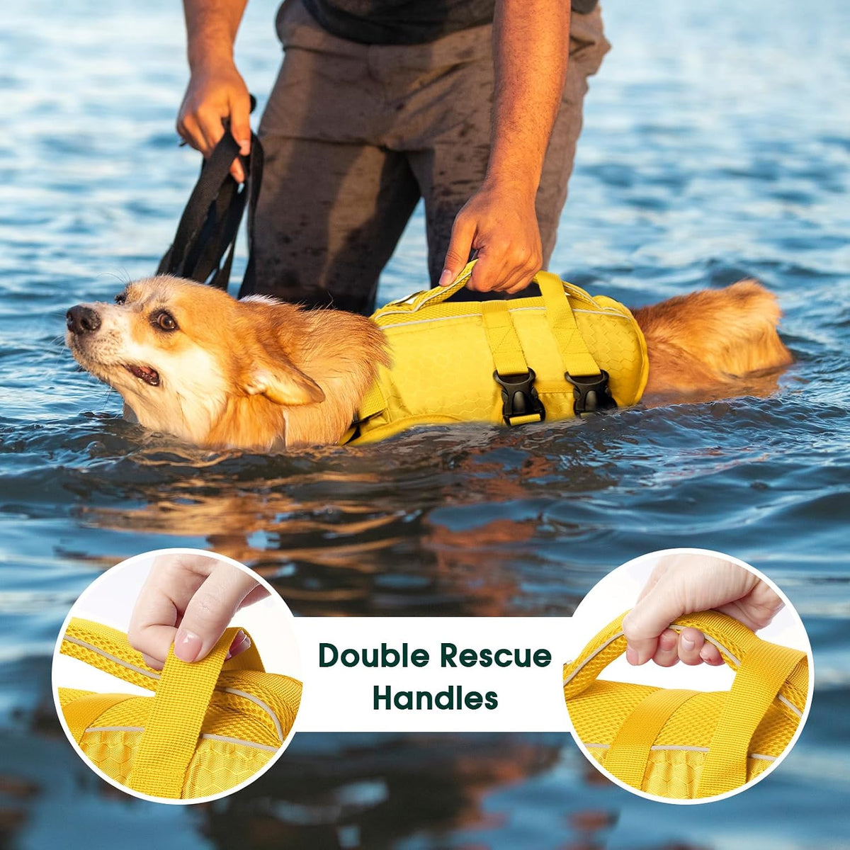 kuoser dog life jacket, high flotation reflective dog on a desk or shelf