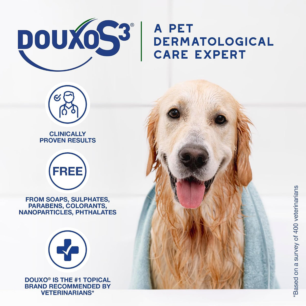 douxo s3 seb dog seboregulating shampoo 6.7 fl, side view
