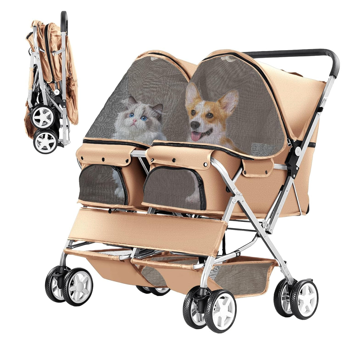 double pet stroller for 2 dogs & cats, main product view
