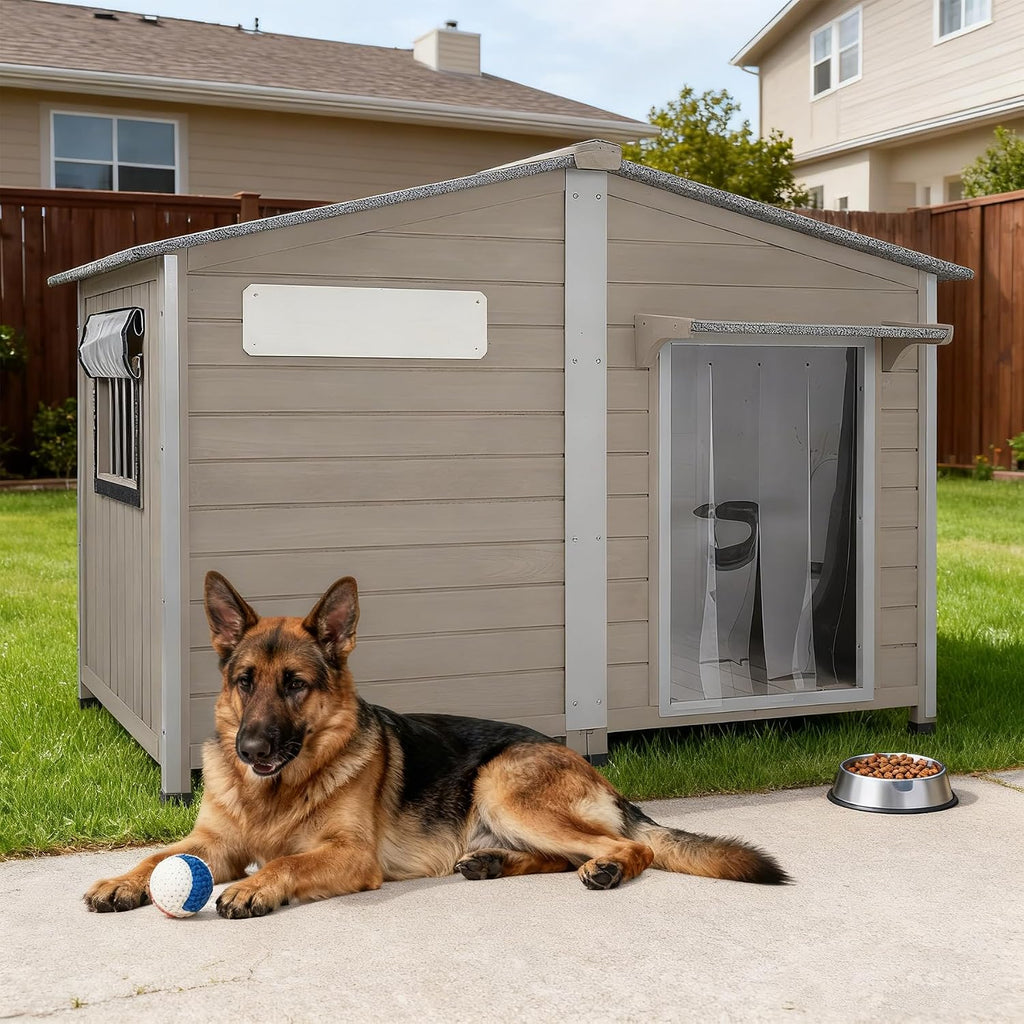 petscosset large dog house outdoor indoor -55" weatherproof, main product view