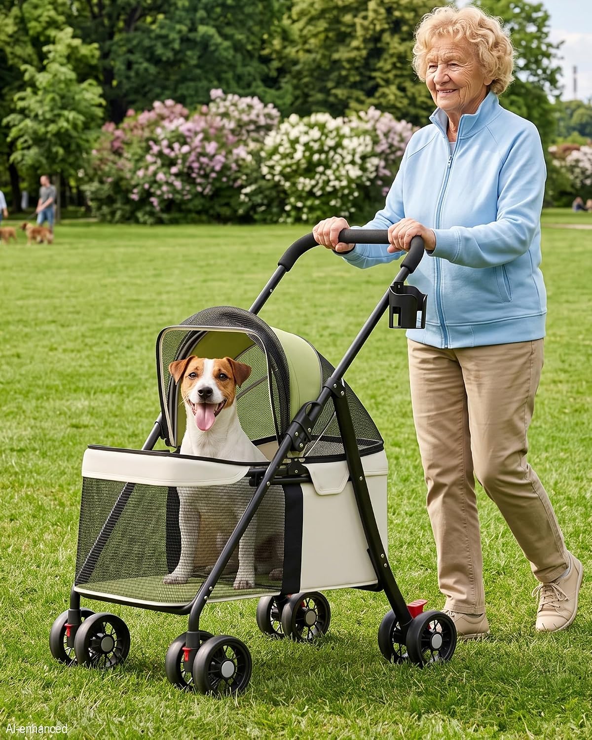 gtplayer foldable pet stroller for small dogs and showing dimensions