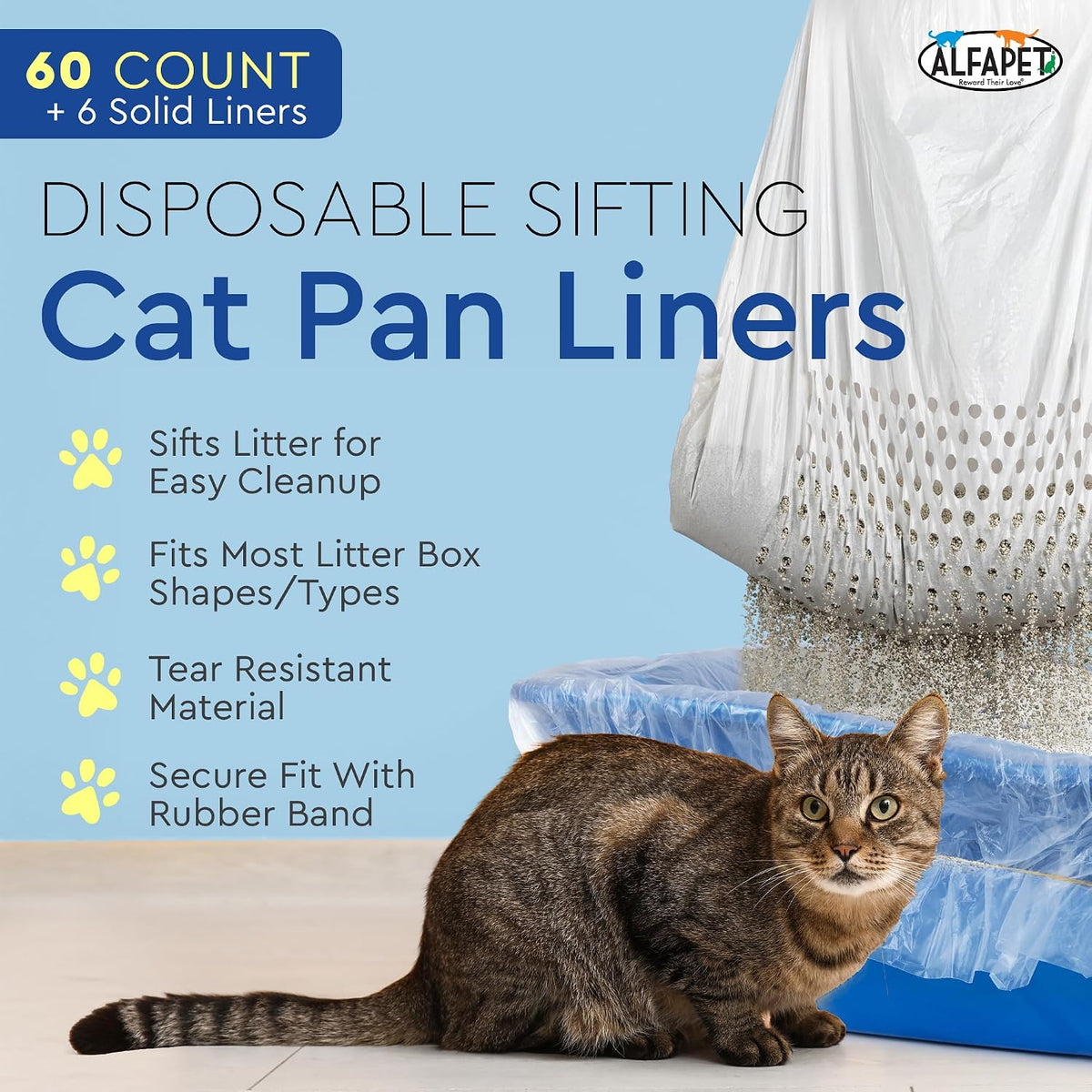 cat litter box sifting liners alfapet - extra shown in use