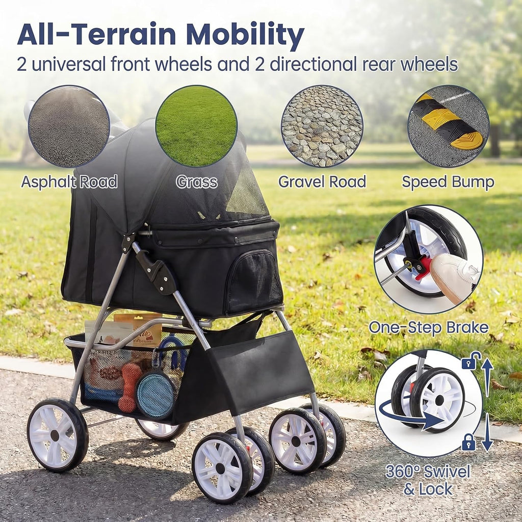 giantex foldable pet stroller for small dogs &, close-up detail
