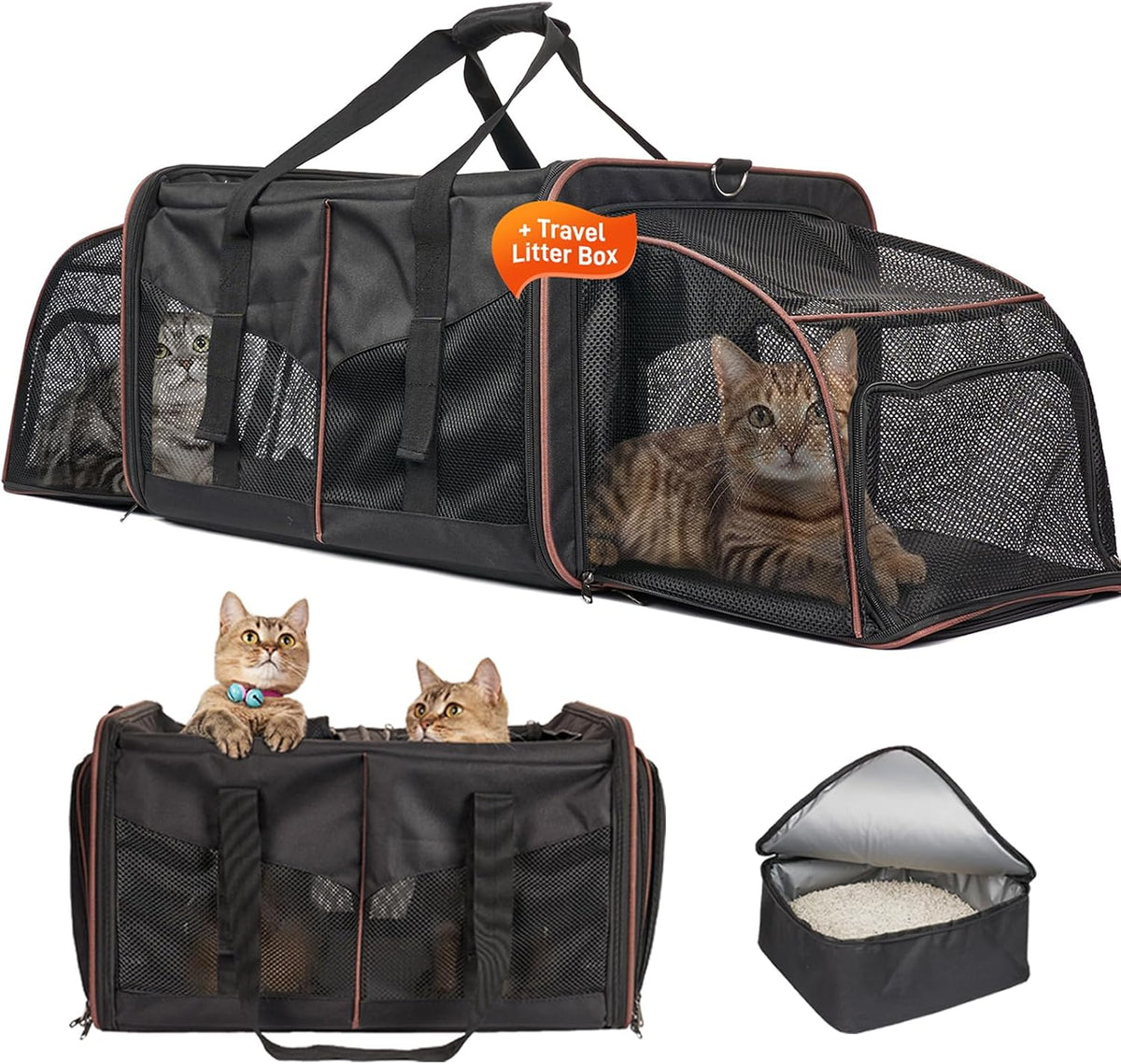 large cat carrier for 2 cats, expandable with, main product view