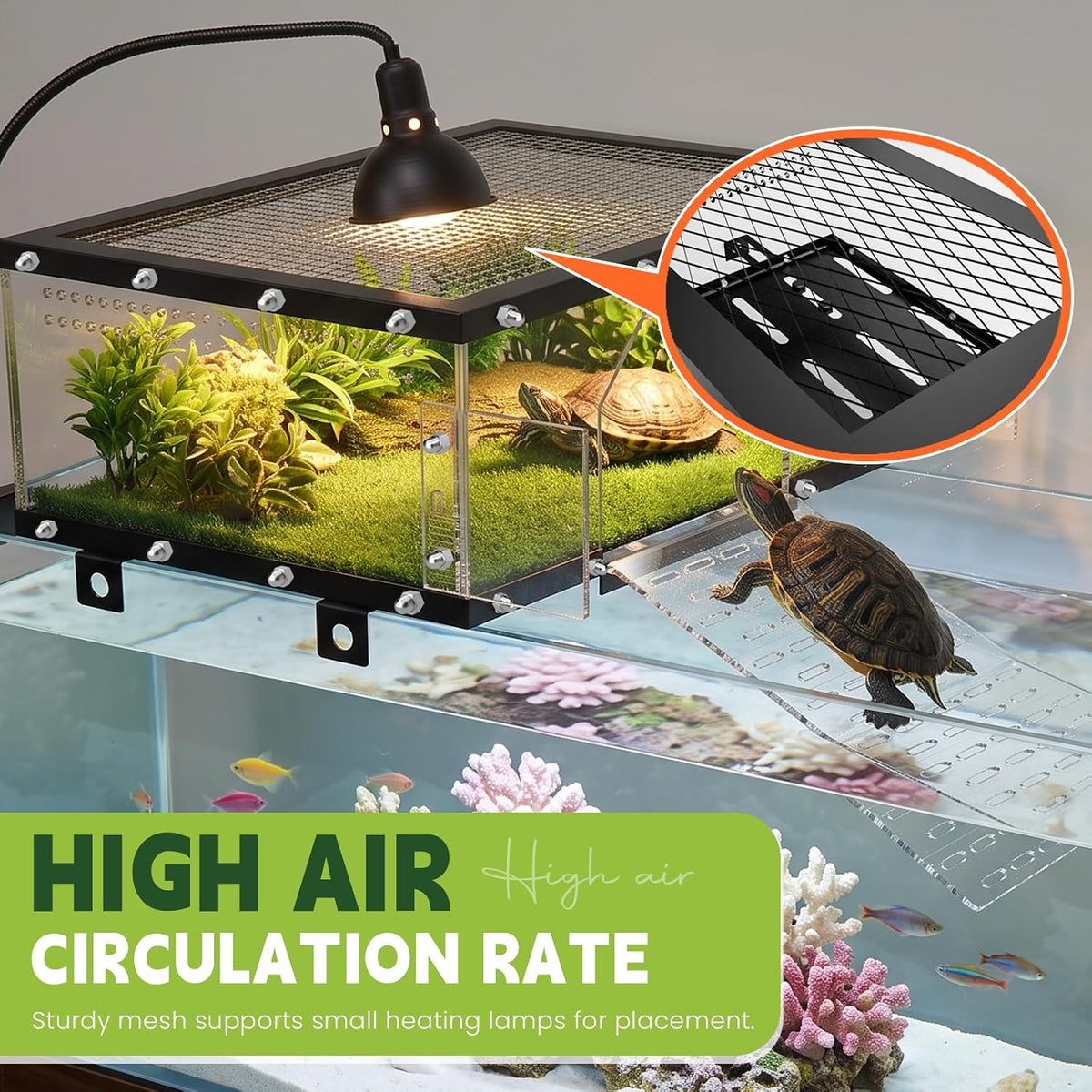 alotiki xl turtle basking platform for 17-27.5 in on a desk or shelf
