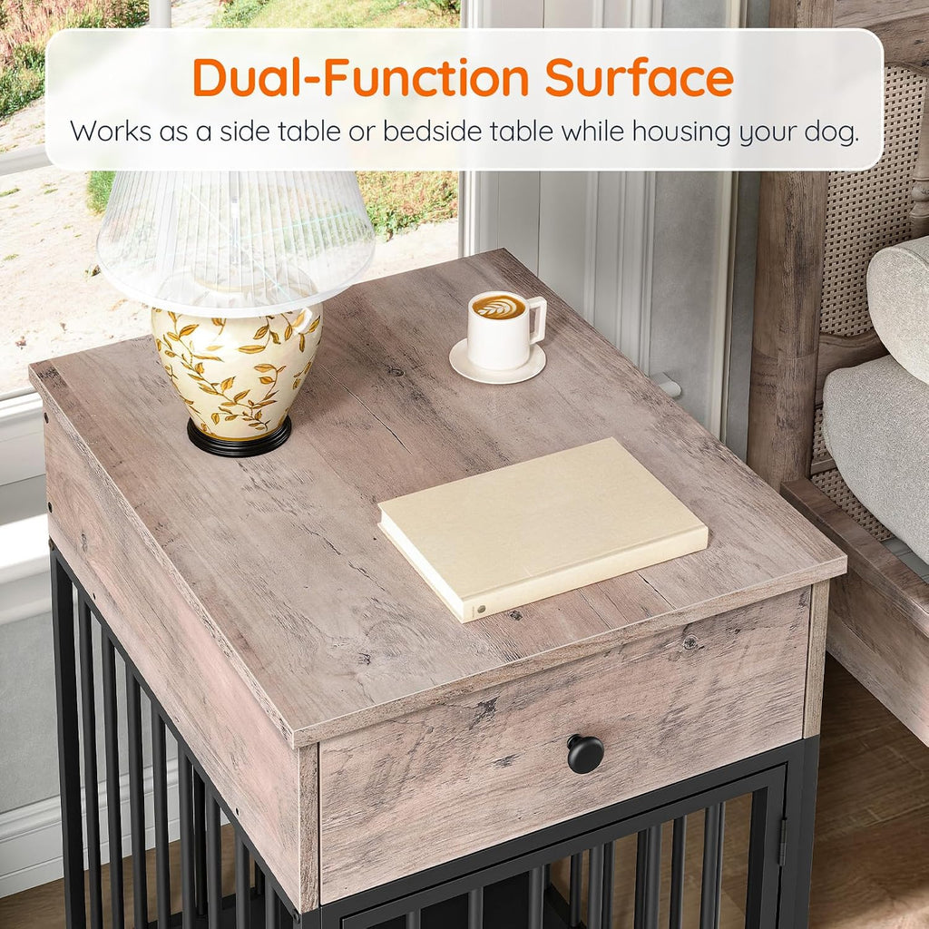 hoobro dog crate furniture, wooden dog house, decorative on a desk or shelf