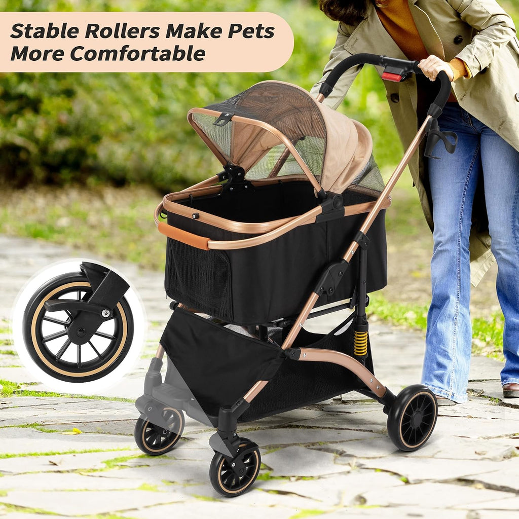 coziwow cat dog stroller, one hand fold puppy, side view