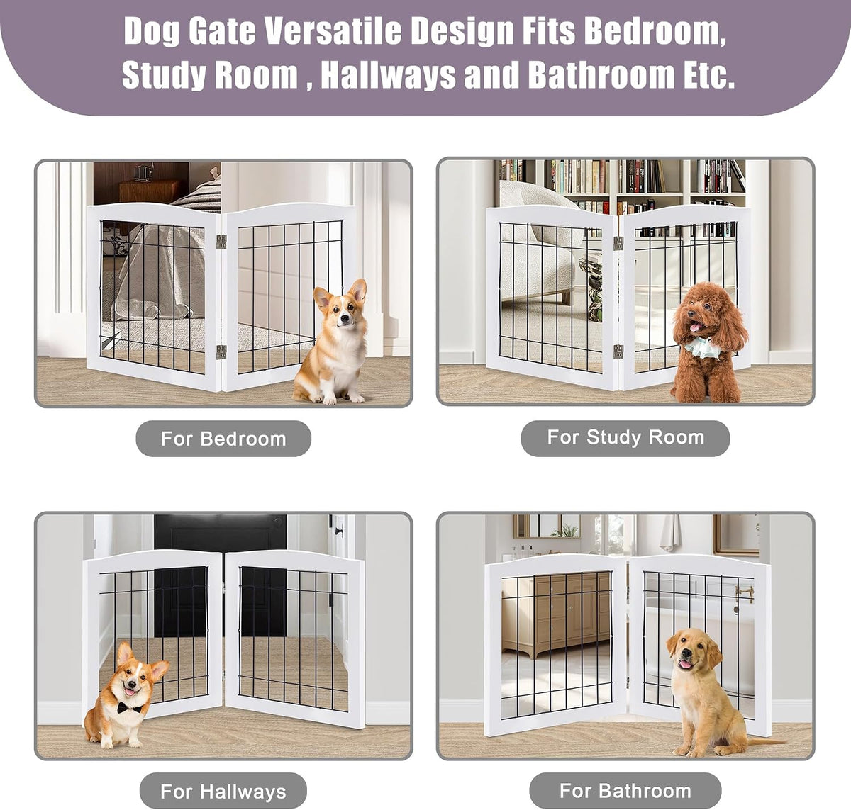 lzrs 2-panel freestanding foldable wood dog gate –, package contents