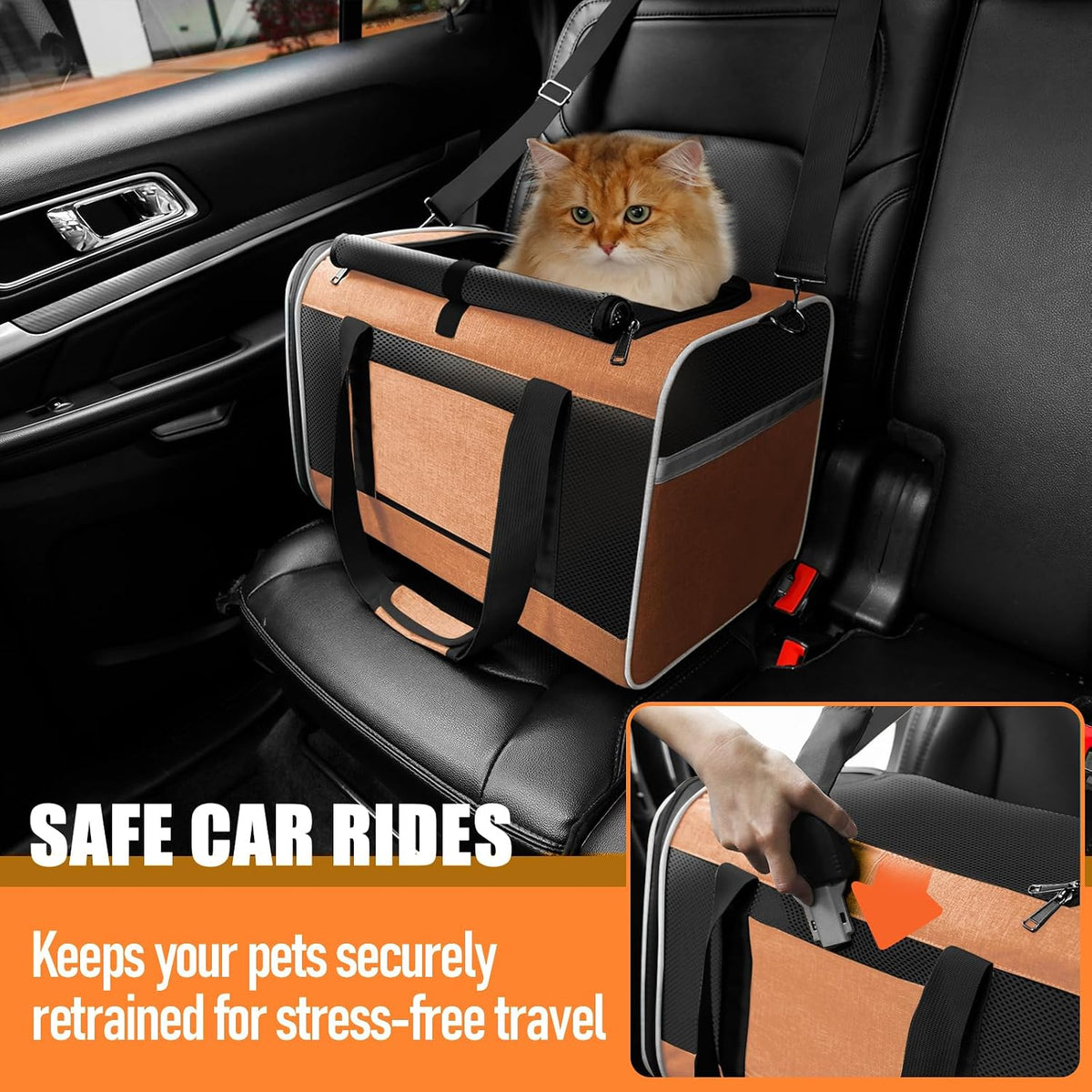 gapzer large cat carrier soft, collapsible travel pet, side view