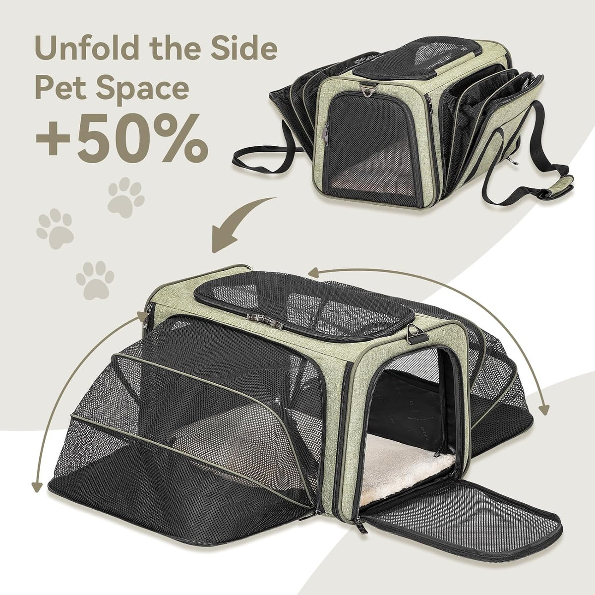 petsfit small double expandable cat carrier for kittens, side view