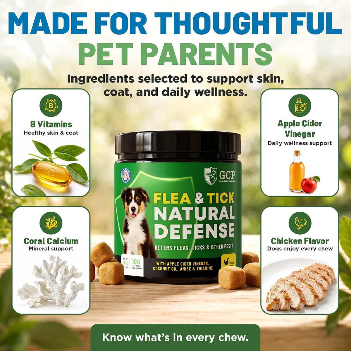 guardian’s choice flea chews for dogs, pet flea, side view