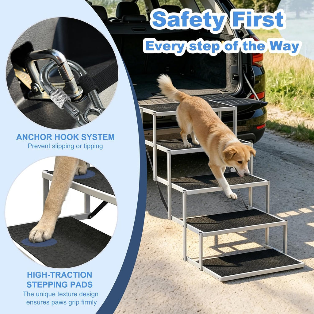 dog steps for car & suv – 5-step, close-up detail