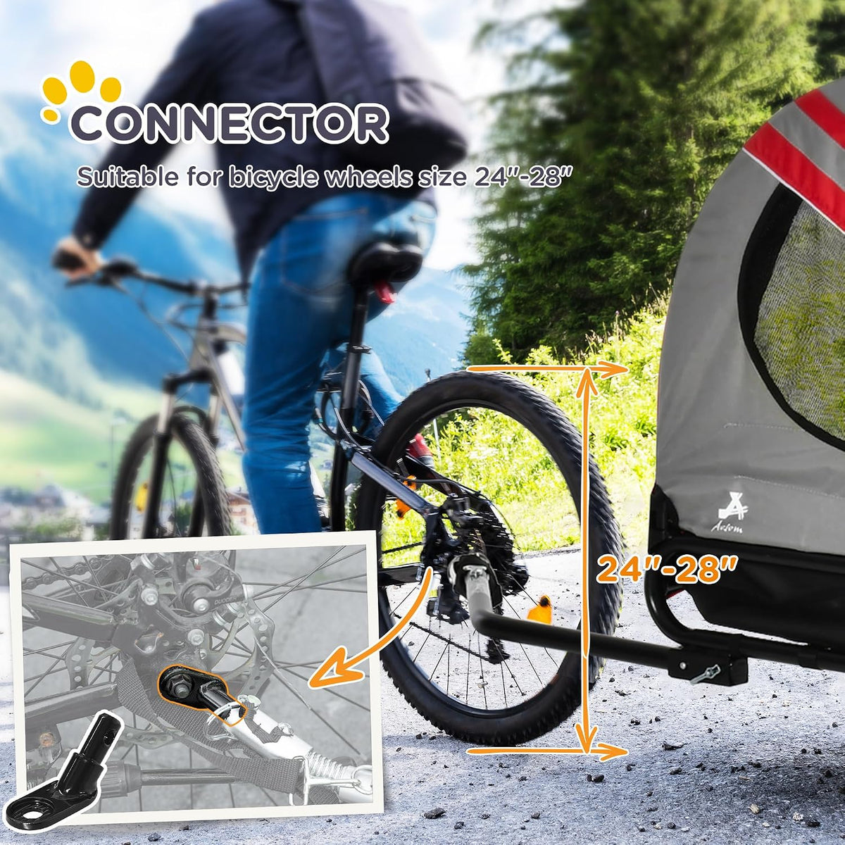 aosom 2-in-1 pet bike trailer for medium dogs, package contents