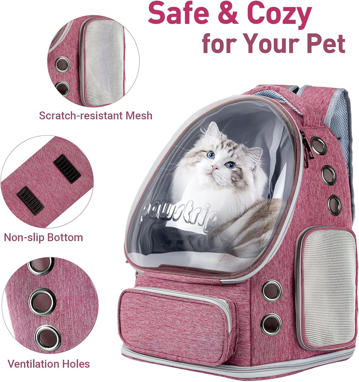 cat backpack carrier clear bubble window for cats, close-up detail