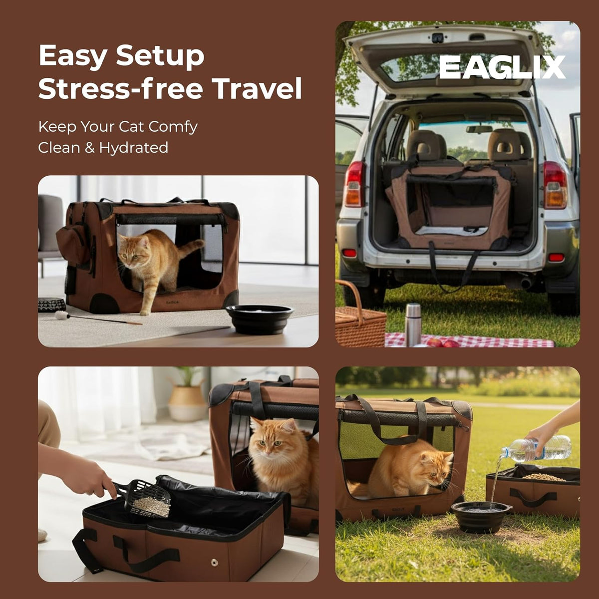 large cat travel carrier – soft sided spacious, side view