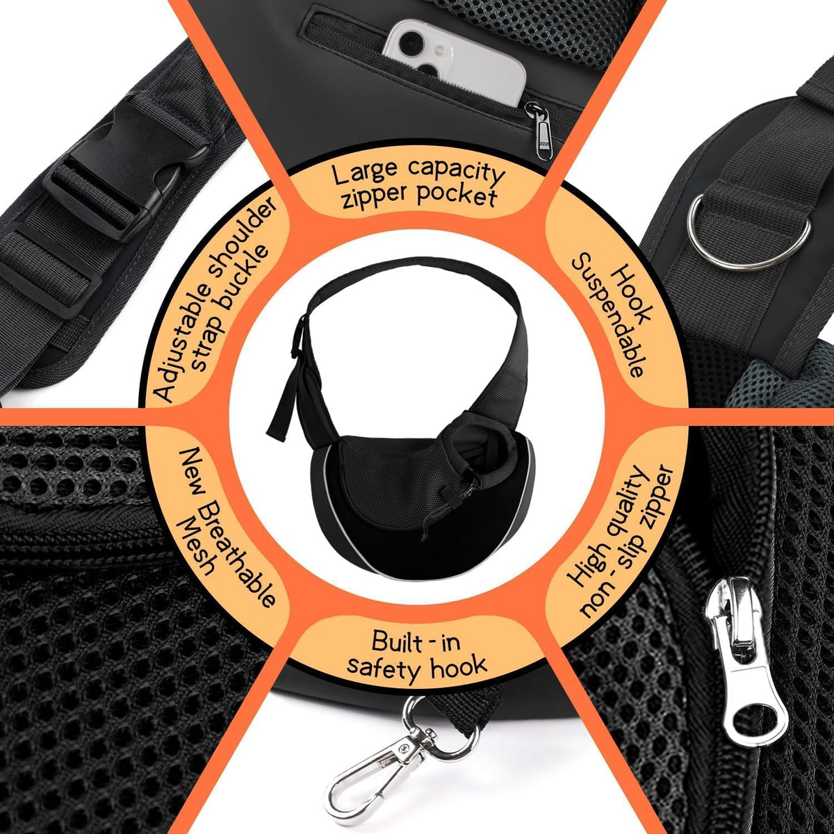 yudodo pet sling carrier for 10-15 lbs small, side view