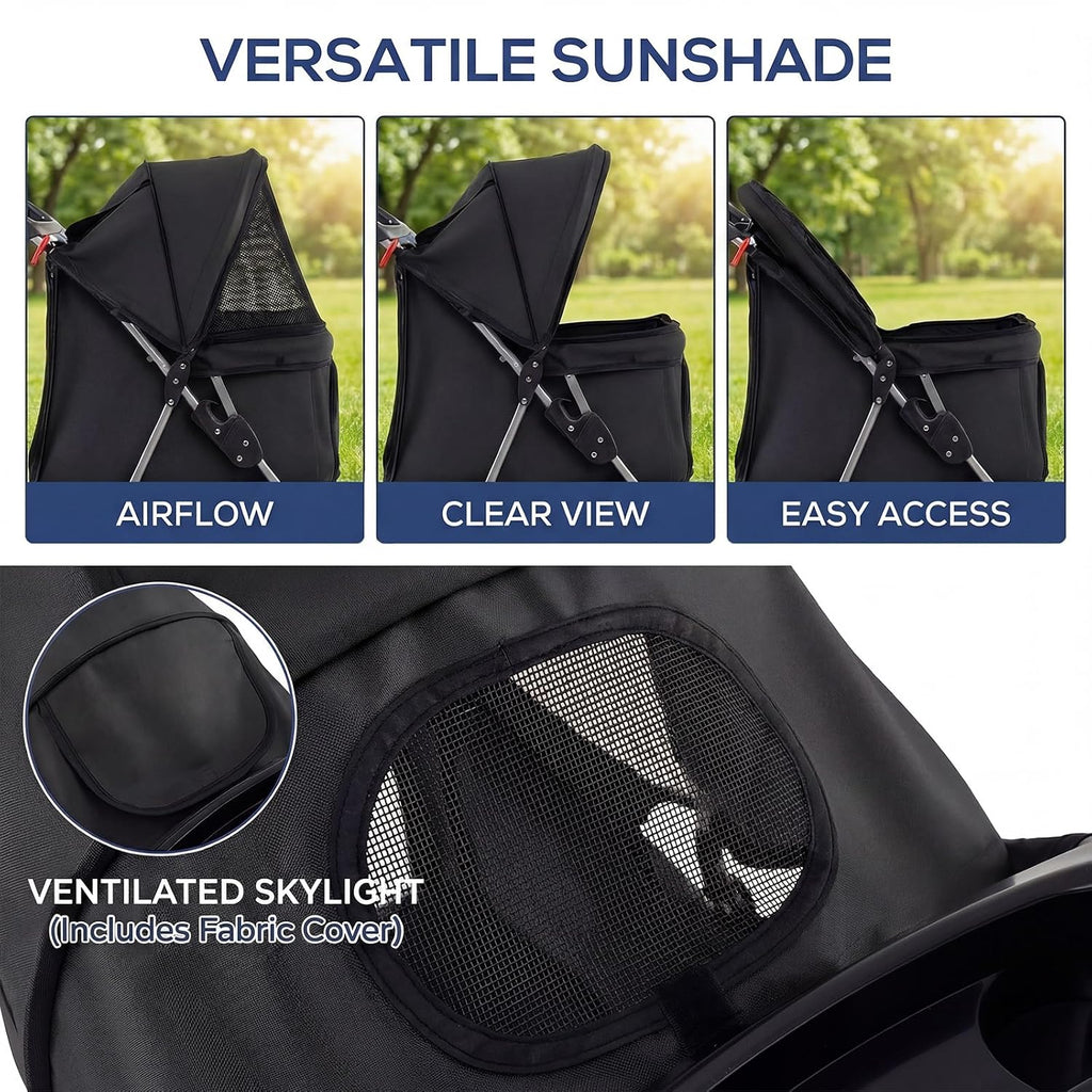 giantex foldable pet stroller for small dogs & showing dimensions