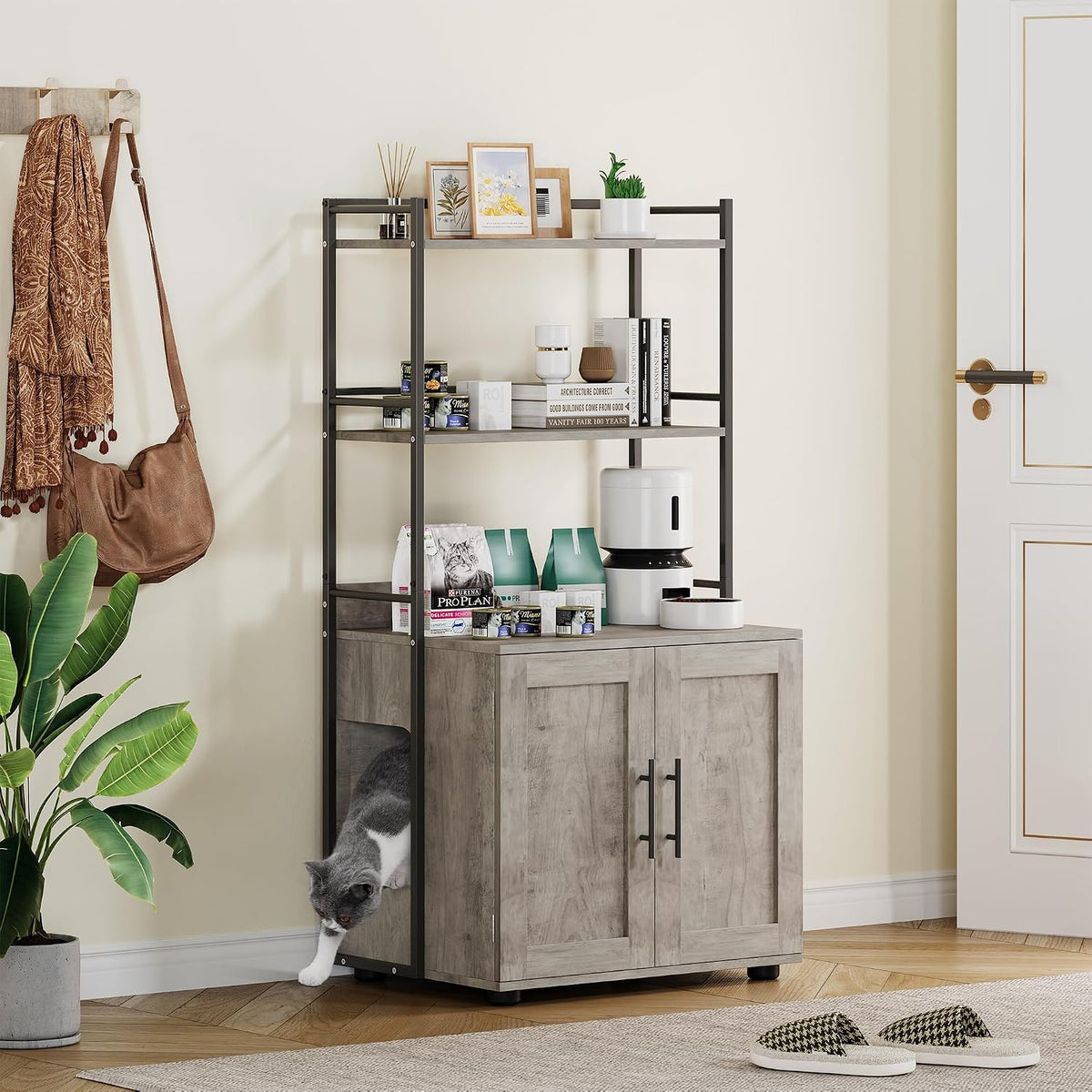 cat litter box enclosure with storage 2-in-1 hidden, main product view