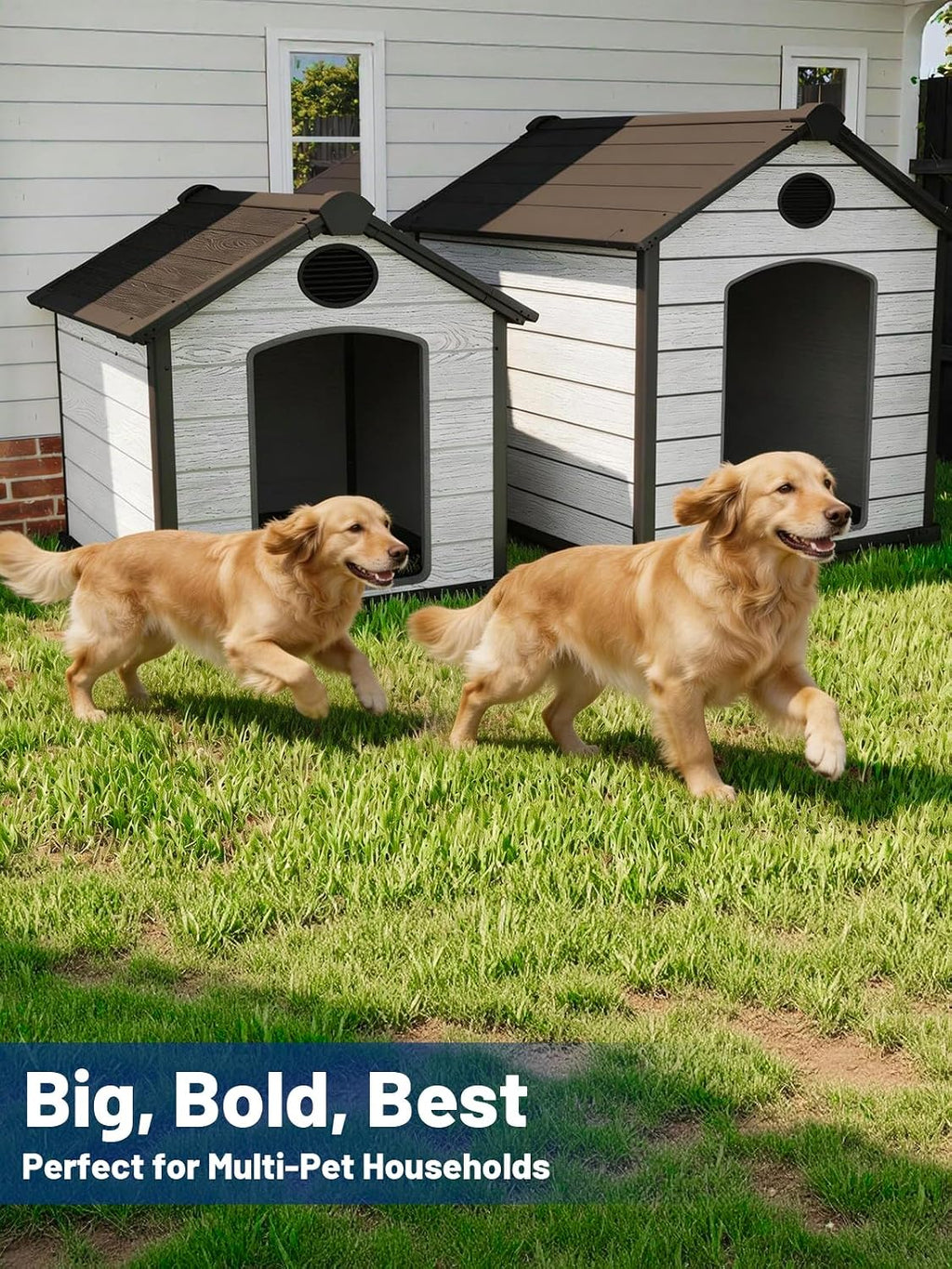 ehhly 57" extra large dog house outdoor,durable resin showing dimensions