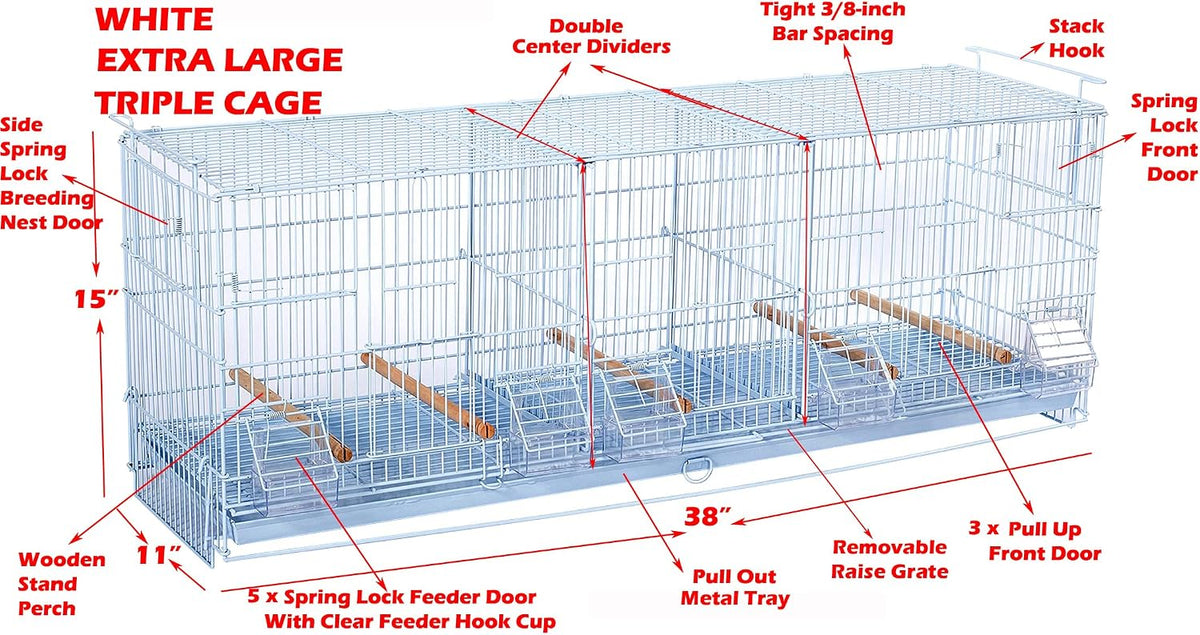 lot of 2 extra large 38"x11"x15"h stackable breeder shown in use